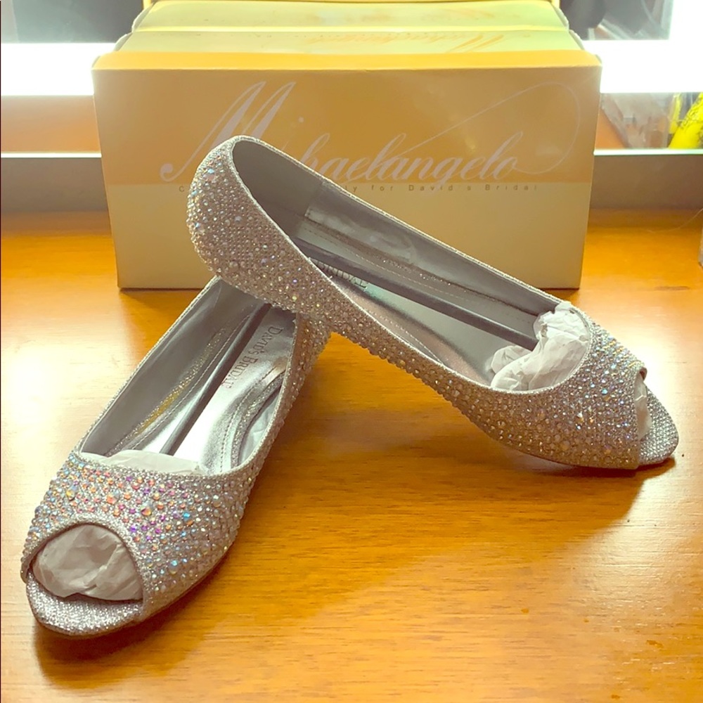 Glitter peep toe small wedge heels